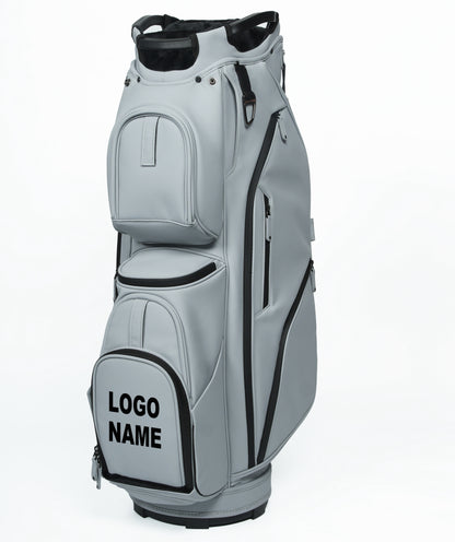 Gray golf bag with 'Logo Name' text on a white background
